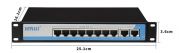 Switch PoE 8 Port HRUI HR901-AF-82N tốc độ 10/100M, 2 Uplink, công suất tổng 150W, Led hiển thị